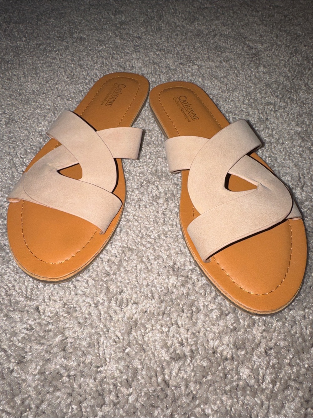 Catherine Malandrino Beige Suede Slide Sandals